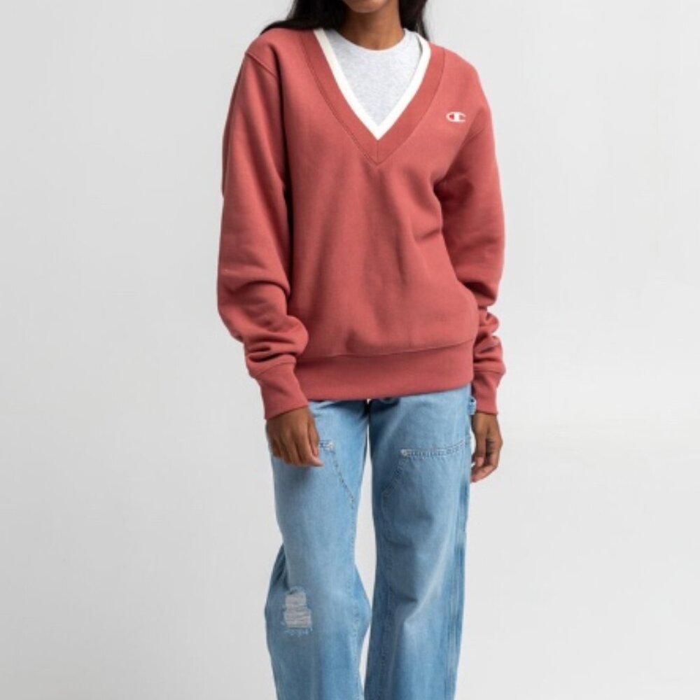 Champion Women's Reverse Weave Ribbed V-Neck Sweatshirt